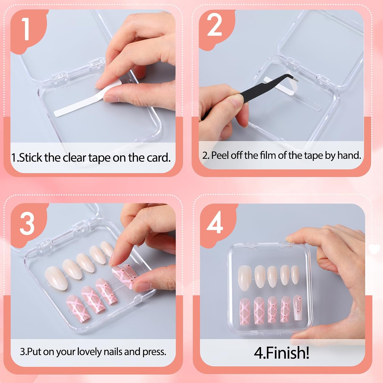360 PCS Double Sided Tape for Nails, 12 Sheets Double Sided Press on Nail Tape, Nail Tape for Nail Art, Double Sided Nail Display Strip for Nail Packaging Nail Storage Nail Display Nail Salon Supplies