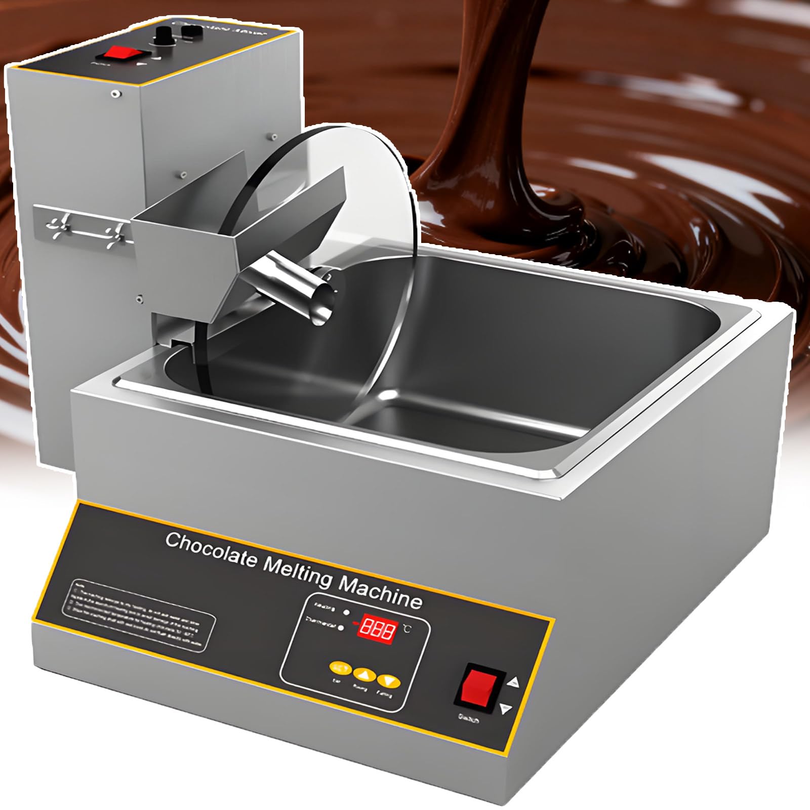Máquina de templado de chocolate con control dual avanzado y mezcla automática, horno de fusión para una preparación y mezcla perfecta de chocolate, ideal para profesionales culinarios