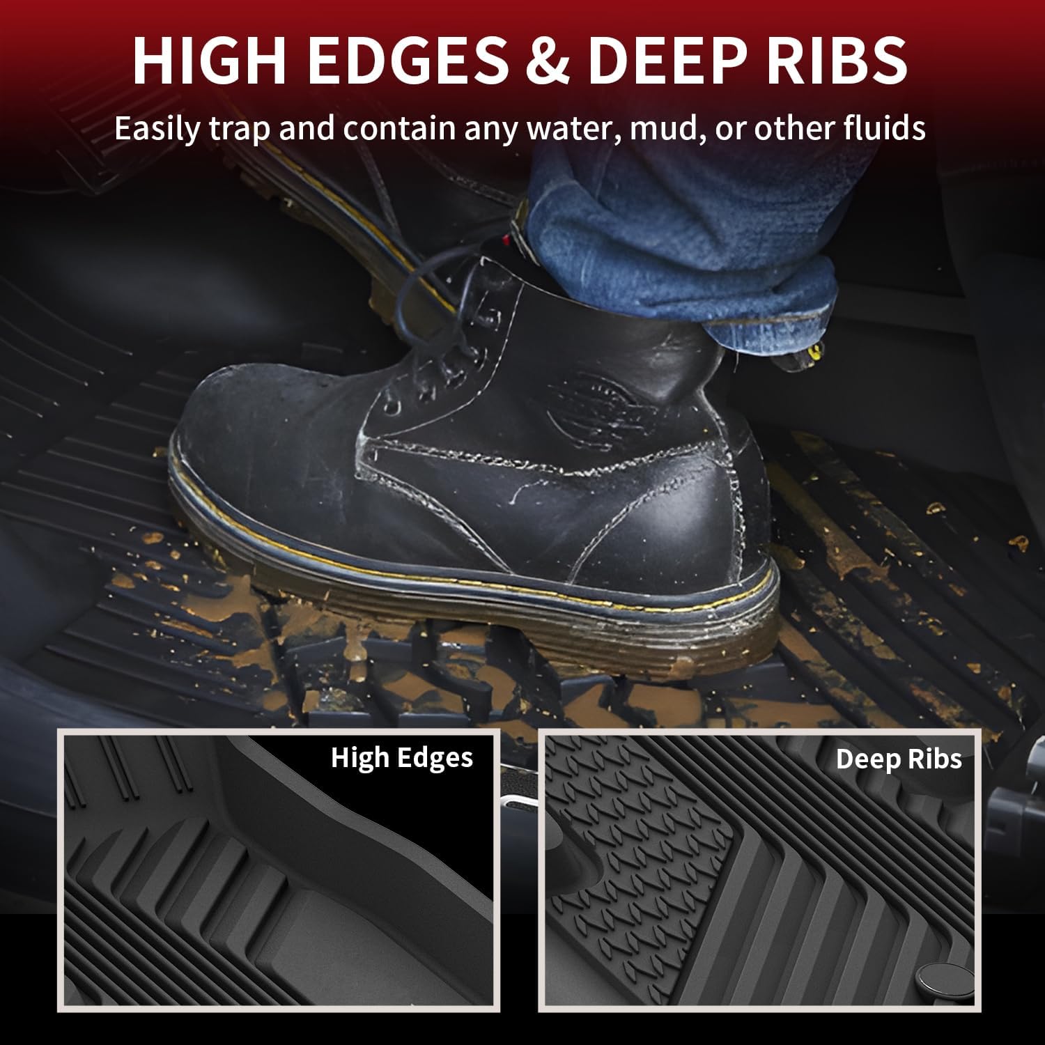 LASFIT Floor Mats for Acura RDX (2019-2026) All Weather Floor Liner TPE Custom Fit 1st & 2nd Row Rubber Car Mats for Acura RDX Automotive Accessories, Black, Tasteless, Durable and Easy to Clean - Image 3