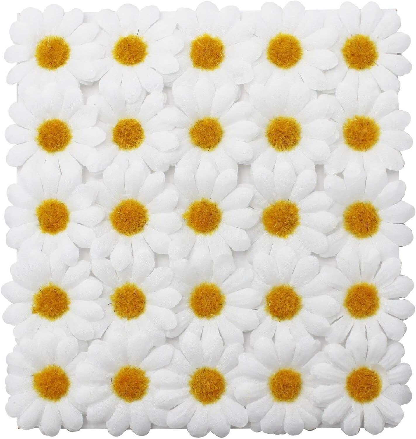 PaulStore 25 Pack Easter Fabric Decorative Daisies Spring - Easter Bonnet Craft Decoration (White)