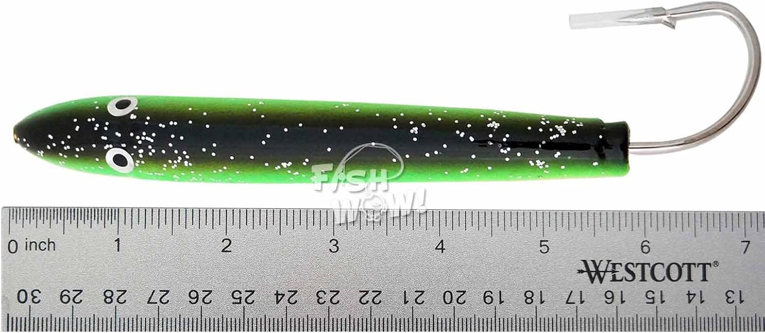 10pcs Fish WOW! 6" Fishing Cedar Plugs Rigged Tuna Mahi Trolling Wood Lure - Zucchini Mexican Flag