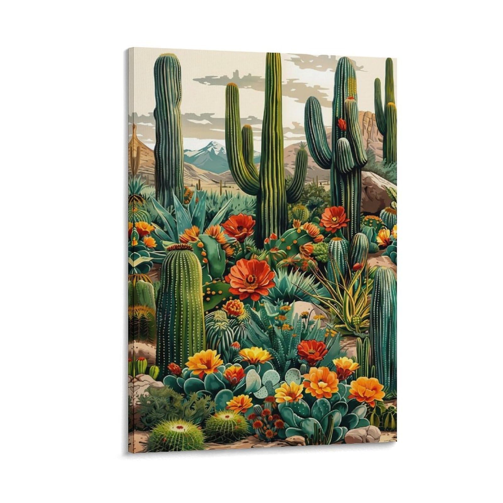 DHBANEIOK Desert Cactus Garden Poster Artwork Giclee Canvas Prints Modern Wall Art Picture Wall Hanging for Office Gym Living Room Decor 20x30inch(50x75cm)