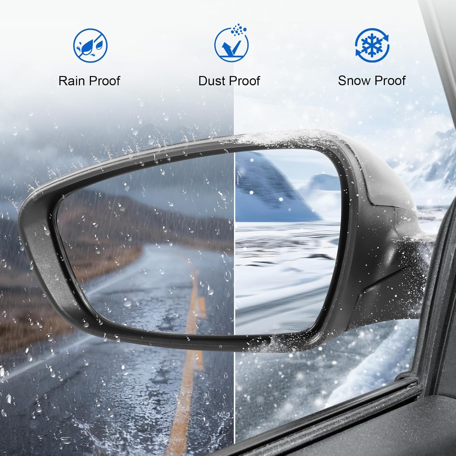 Door Mirror Left Driver Side Replacement For Kia Forte 2017 2018, Replace KI1320213, Black 5PINS