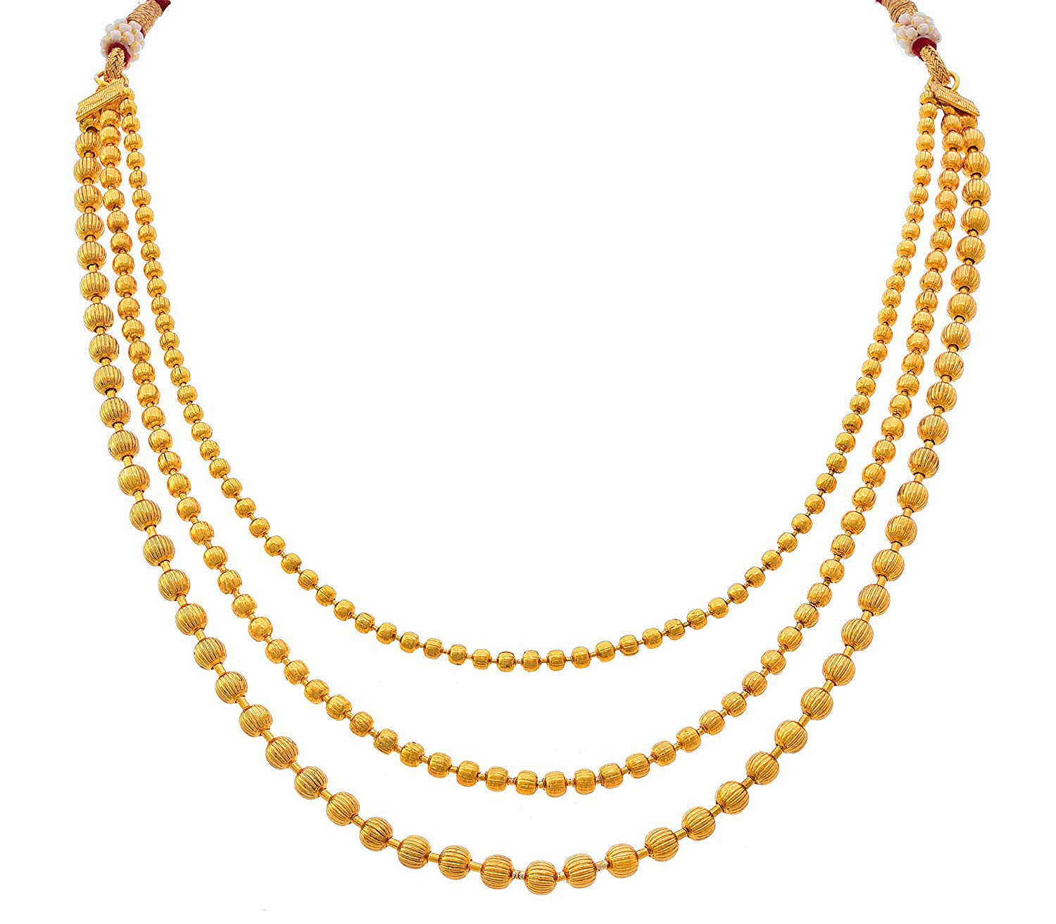 Jewellery for Less Classic Gold Plated Multi Strand Gold Bead Necklace set with Adjustable Thread for Women and Girls-image-42