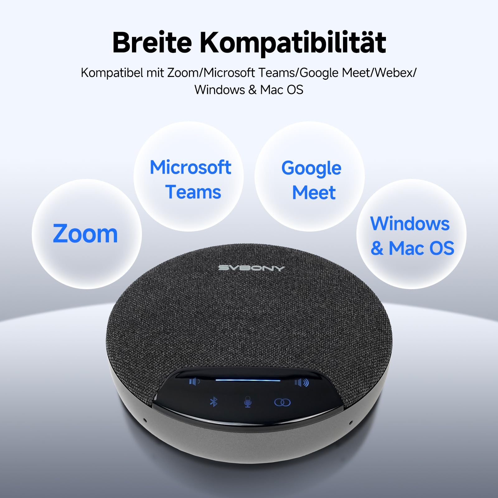 SVBONY SVN O1 Zweikanal-Funk Conference Microphone für 2-6 Personen | mit 3A+KI-Geräuschunterdrückung, 4 Mikrofonen für 360°-Sprachaufnahme, 3 Plug-&-Play-Anschlüsse für Kleine Büros