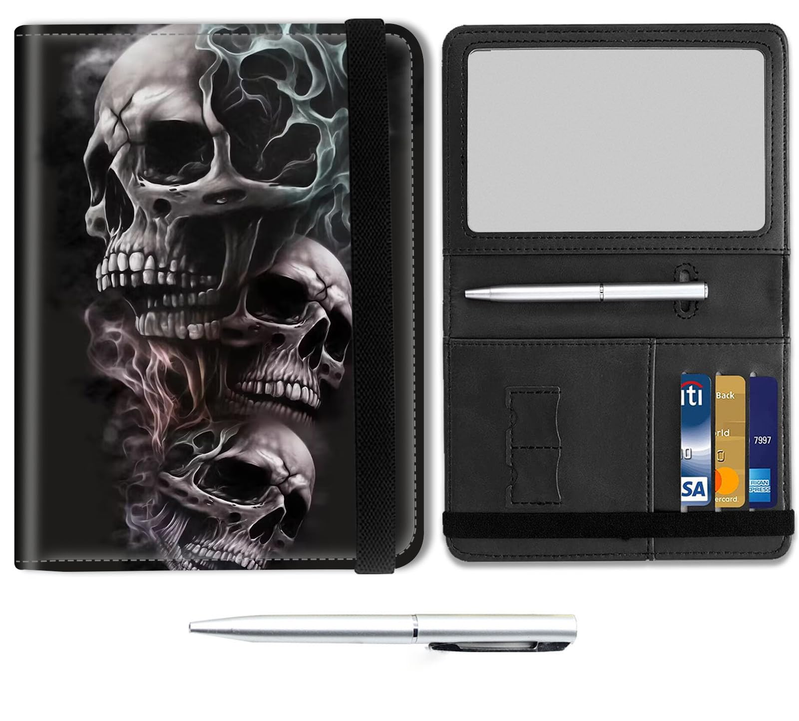 Passport and Vaccine Card Holder Combo, Leather Travel Wallet Passport Holder, Cover Case with CDC Vaccination Card Slot, Travel Documents Organizer