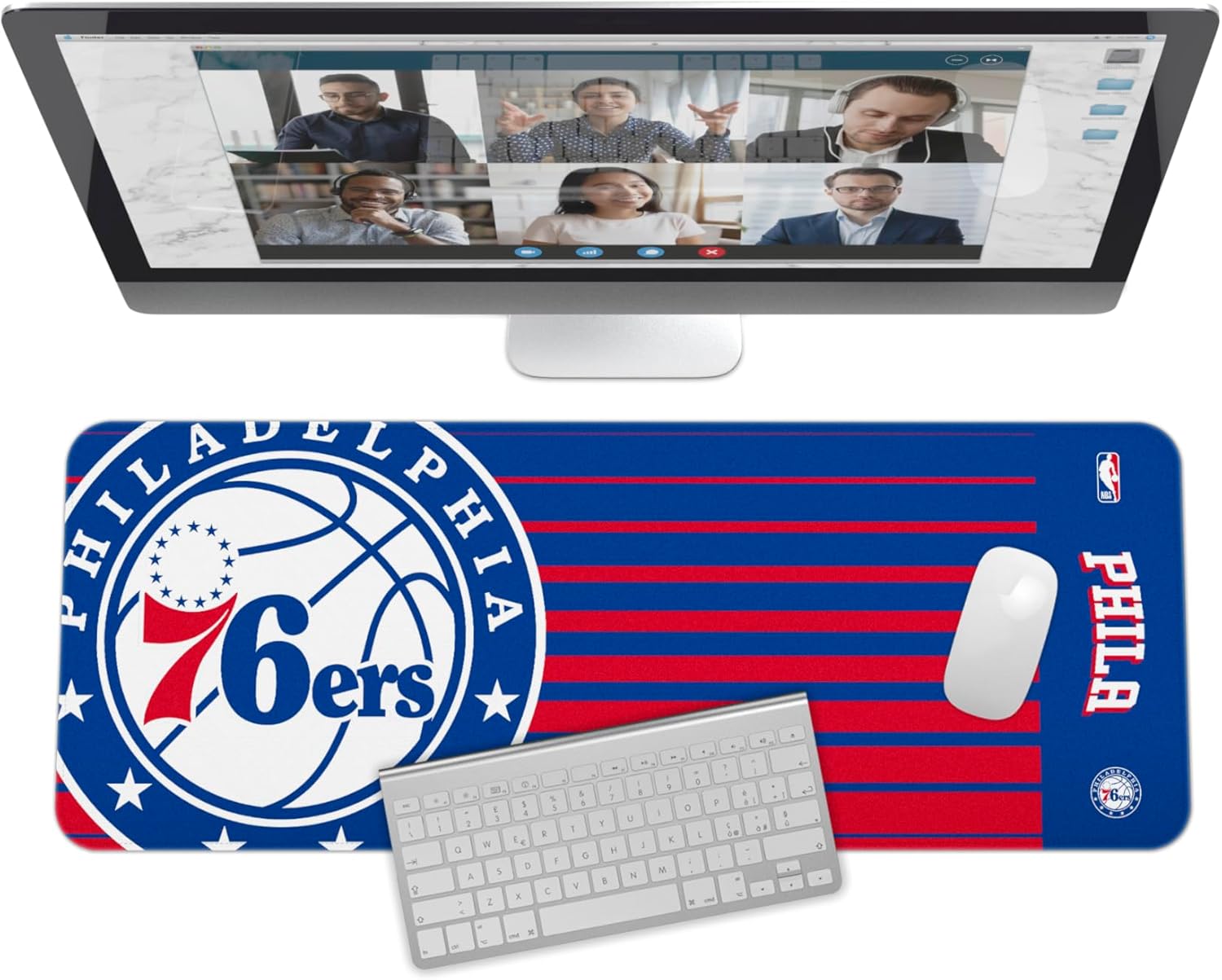 SOAR NBA Multifunctional Desk Mat for Desktop, (31.5"x12") - Ultra Soft Fabric with Non-Slip Rubber Backer - Water Resistant & Durable Nylon Stitching