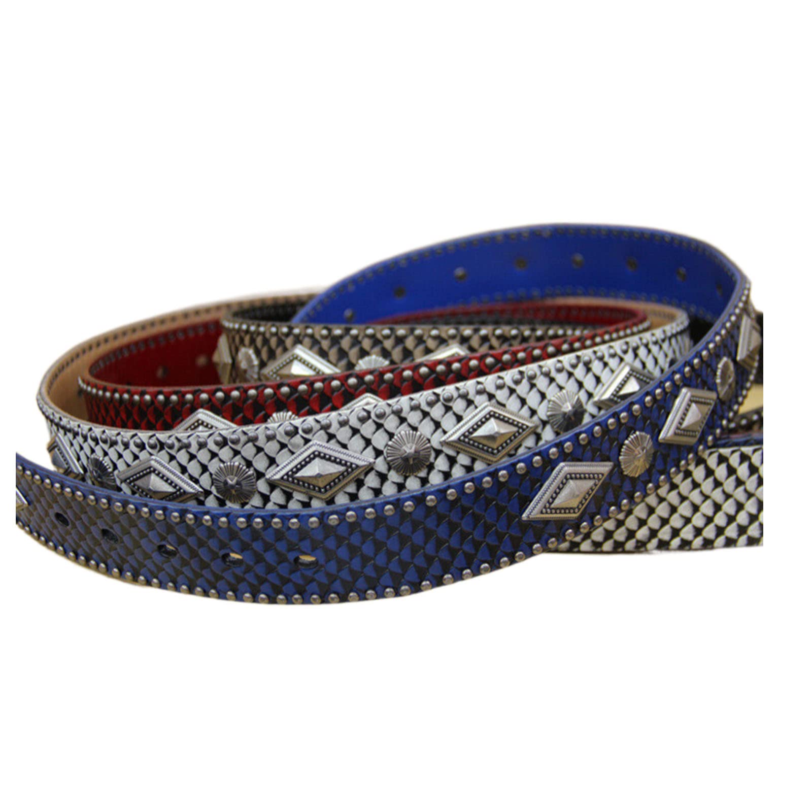 Amazon.com: Womens Rivet Belts Snakeskin Pu Leather Waist 