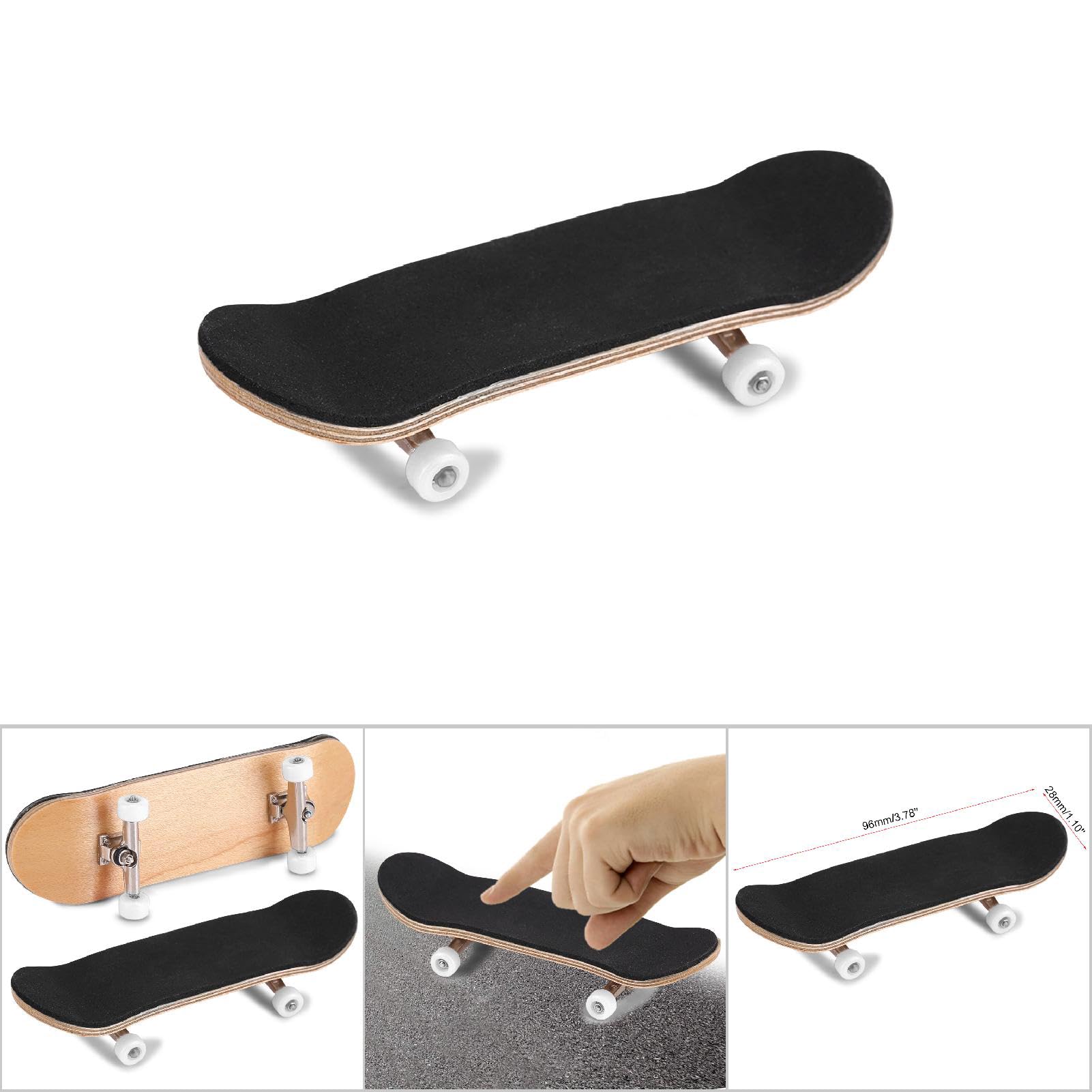 Mini Maple Wooden Fingerboards,Finger Skateboards,3.78 x 1.1 inch Finger Board with Box,Wooden Alloy Fingerboard Finger Skateboards (White)