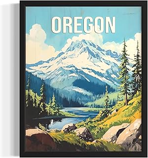 Oregon Cascade Range Wall Art Print Poster, State Painting Photo Artwork Wall Decor Nature Landscape Bedroom Bathroom Living Room 171C (Oregon Cascade Range, 16 x 20 inches, Unframed)