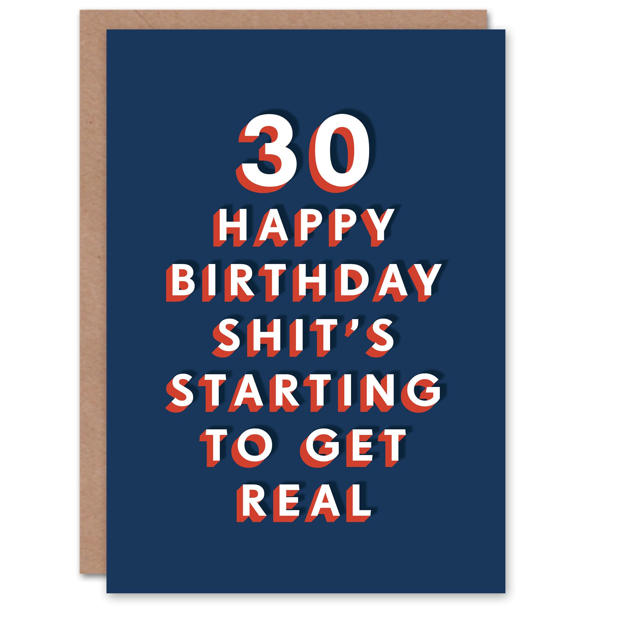 Artery8 Sh*t Getting Real 30 Year Old Funny 30th For Him Birthday Card