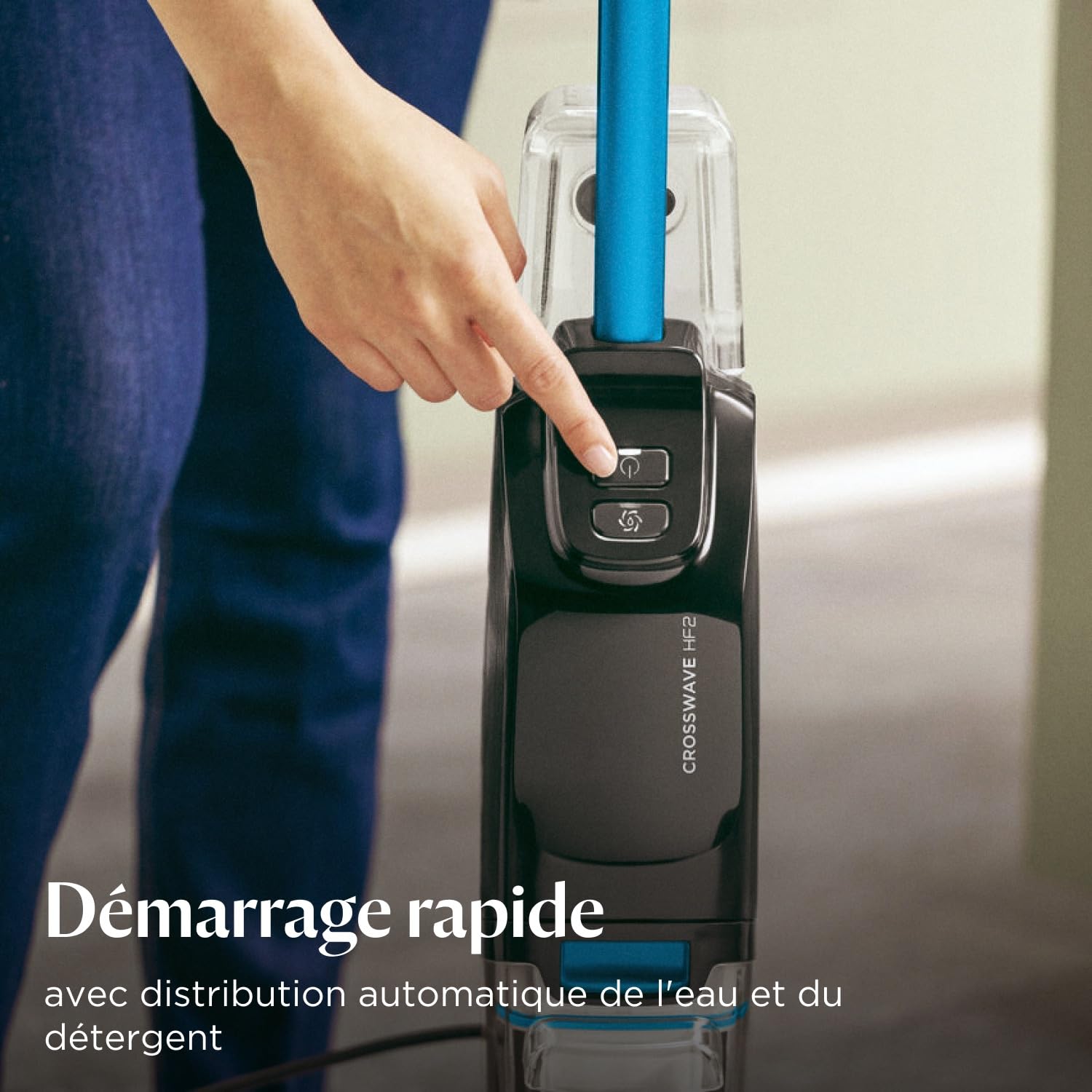 BISSELL CrossWave HF2, Aspirateur Balai Laveur à Câble, Aspire & Lave en Même Temps, Nettoyeur Eau et Poussière Léger & Puissant, Aspirateur Balai Sec et Humide, Seulement pour Sols Durs, 3845N
