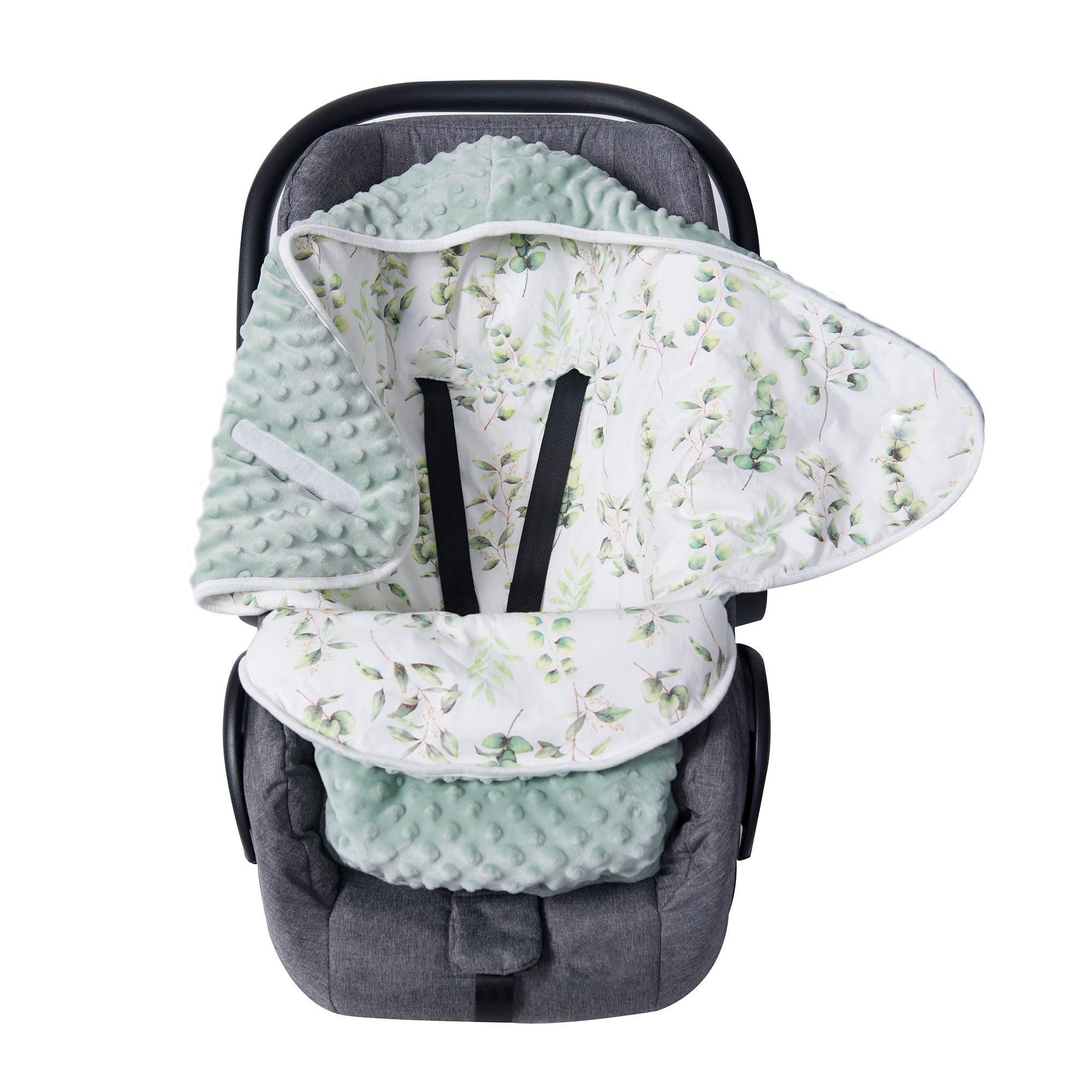 Couverture enveloppante pour bébé pour l'hiver et buggy - Couverture universelle en coton - Pour poussette, siège auto de 3 à 12 mois - Feuilles vertes M (3-12 M))