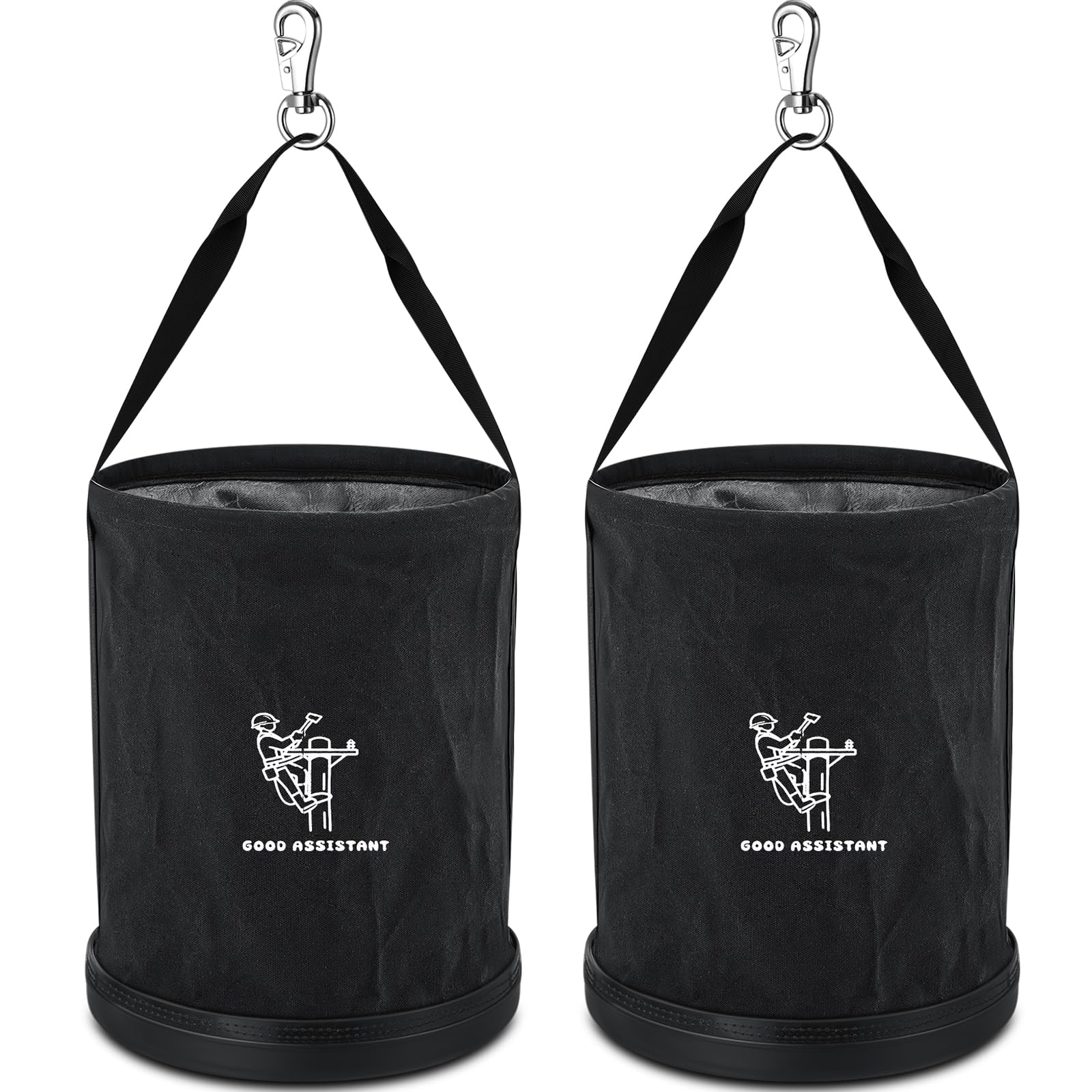 SilTriangle 2 Pack 15" x 12" Linemen Canvas Tool Bucket Bag,Black