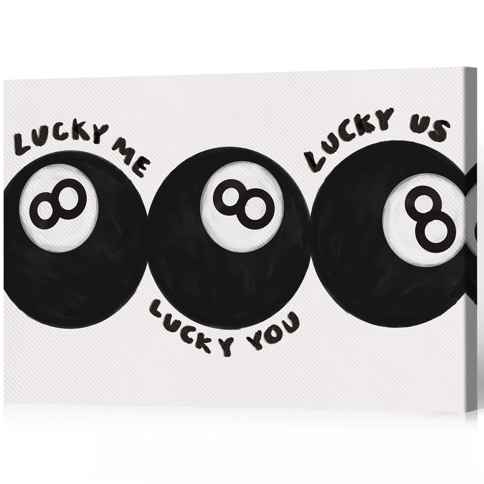 Lucky Me Lucky You Canvas Wall Art, 8 Ball Poster Print, Vintage 8 Ball Wall Decor For Man's Cave Game Room, Bedroom 24X36 in Unframed