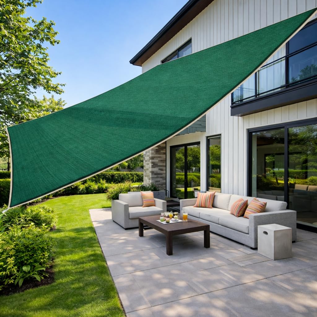 High Density Niwar Stiched Multipurpose Shade Net Green Sun Shade Sail for Balcony & Garden 75% Protection from Sun & UV Rays (10X8 FT)-image-45
