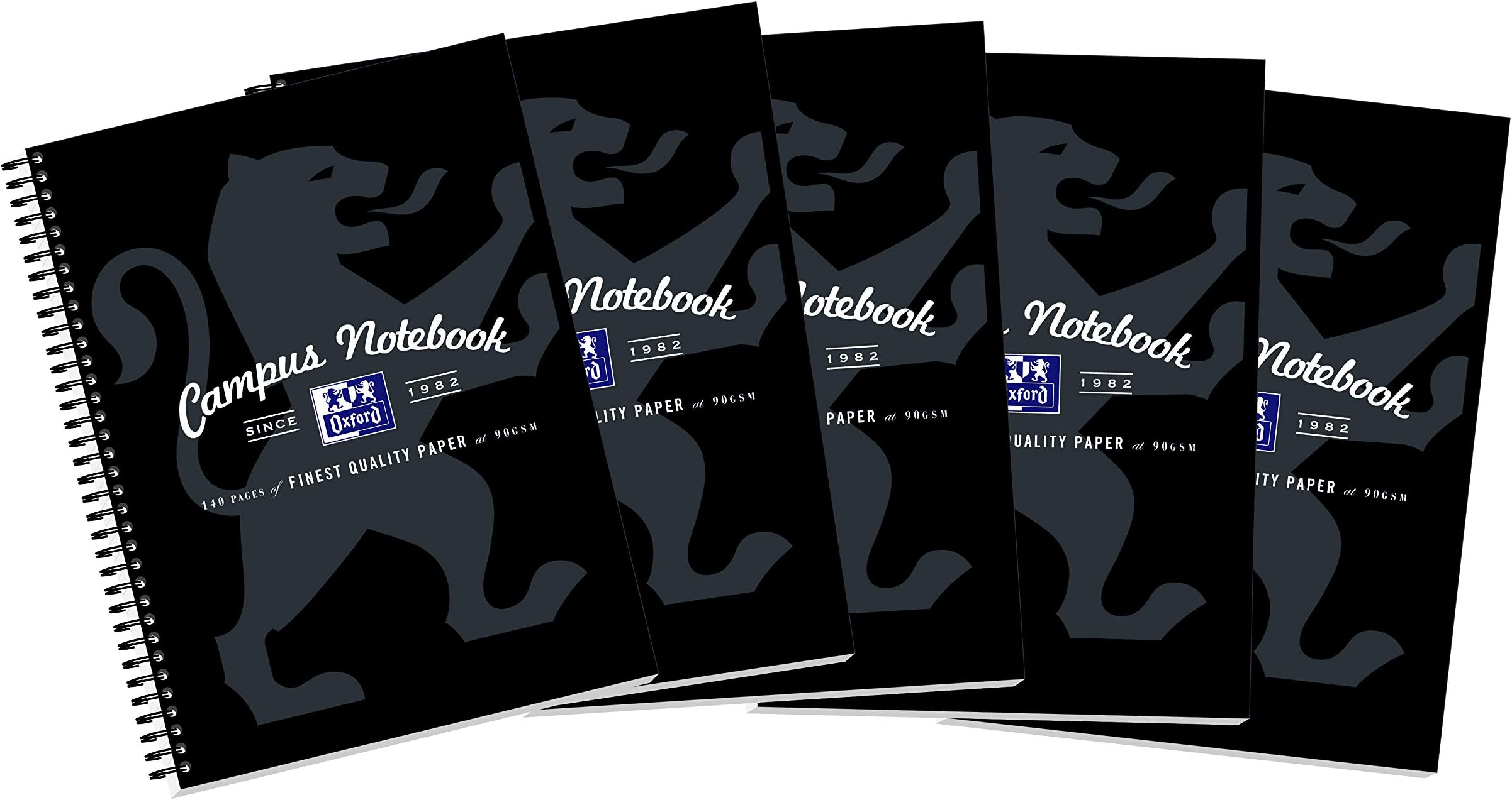 Oxford Campus Wirebound Notebook, A4 Size - Black, Pack of 5