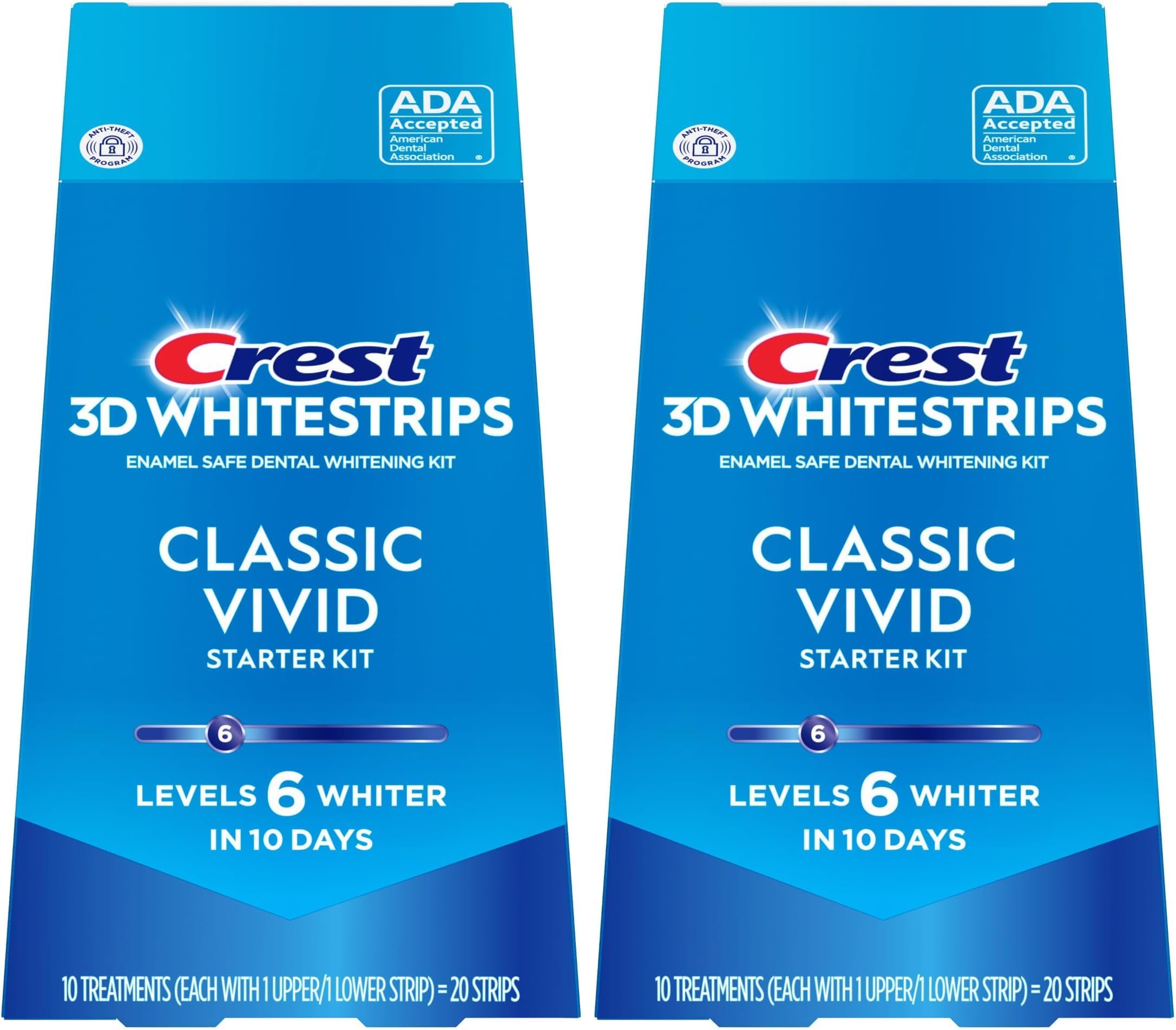3D Whitestrips, Classic Vivid, Teeth Whitening Strip Kit, 20 Strips (10 Count Pack) (Pack of 2)