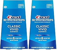 Vista 1 de Crest 3D Whitestrips, Classic Vivid, kit de tiras blanqueadoras de dientes, 20 tiras (paquete de 10 unidades) (paquete de 2)