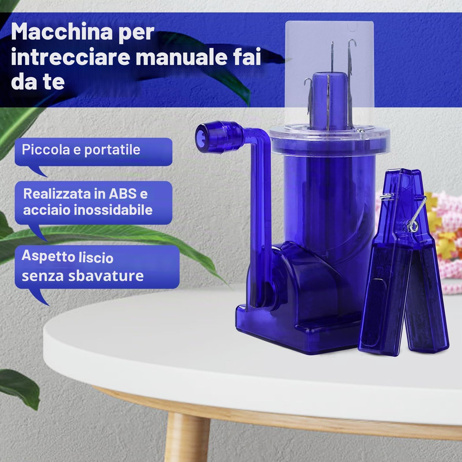 Macchina da Maglieria Manuale, Mini Macchina da Maglieria Manuale in Plastica, Macchina da Maglieria A Mano per Calze, Gioielli, Braccialetti, Cappelli, Fai da Te (Blu Navy)