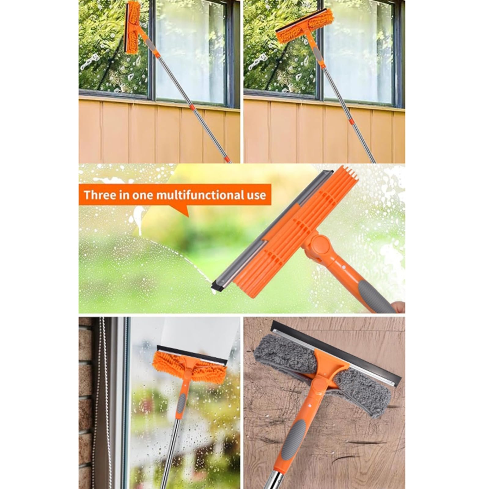 Genérico Kit de Plumero Telescópico de 6 m con Palo Extensible Ajustable (1,5–4,9 m), Cepillo de Limpieza Telescópico y Cabezal de Microfibra para Techos, Ventanas y Telarañas