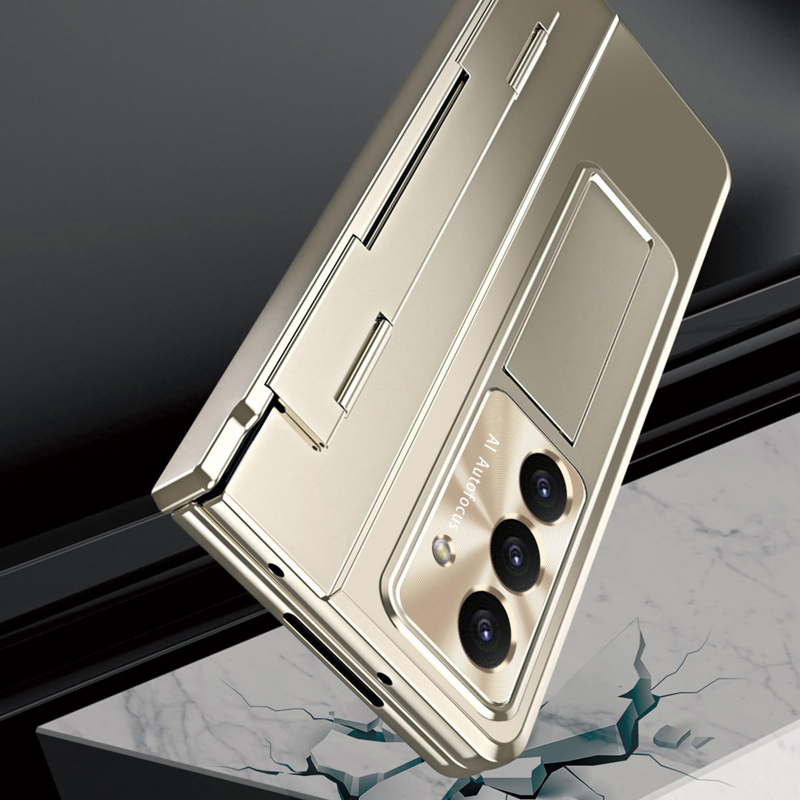 Platerowane etui do Samsung Galaxy Z Fold 8 Ultra, uchwyt na długopis z zamkiem błyskawicznym | Osłona ekranu Powłoka odporna na zarysowania soczewka niewidoczna osłona amortyzująca wstrząsy