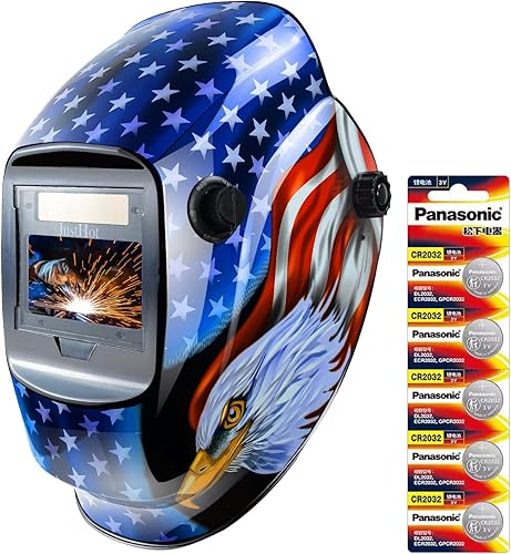 JustHot Casco de soldadura True Color Solar alimentado por batería Auto oscurecimiento campana de soldadura 1112 Claridad óptica superior 4 Sensor