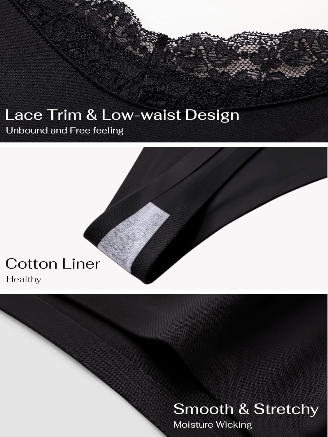 REORIA Womens Sexy Lace Seamless Thongs Panties for Women Cheeky No Show Breathable Underwear 5-Pack - Image 4