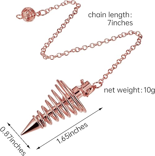 Miniatura 2 de Cadena de péndulo de sanación de reiki, 3 piezas de cobre y metal, cadena de péndulo de sanación de reiki, espiral, punto de espiral, meditación,
