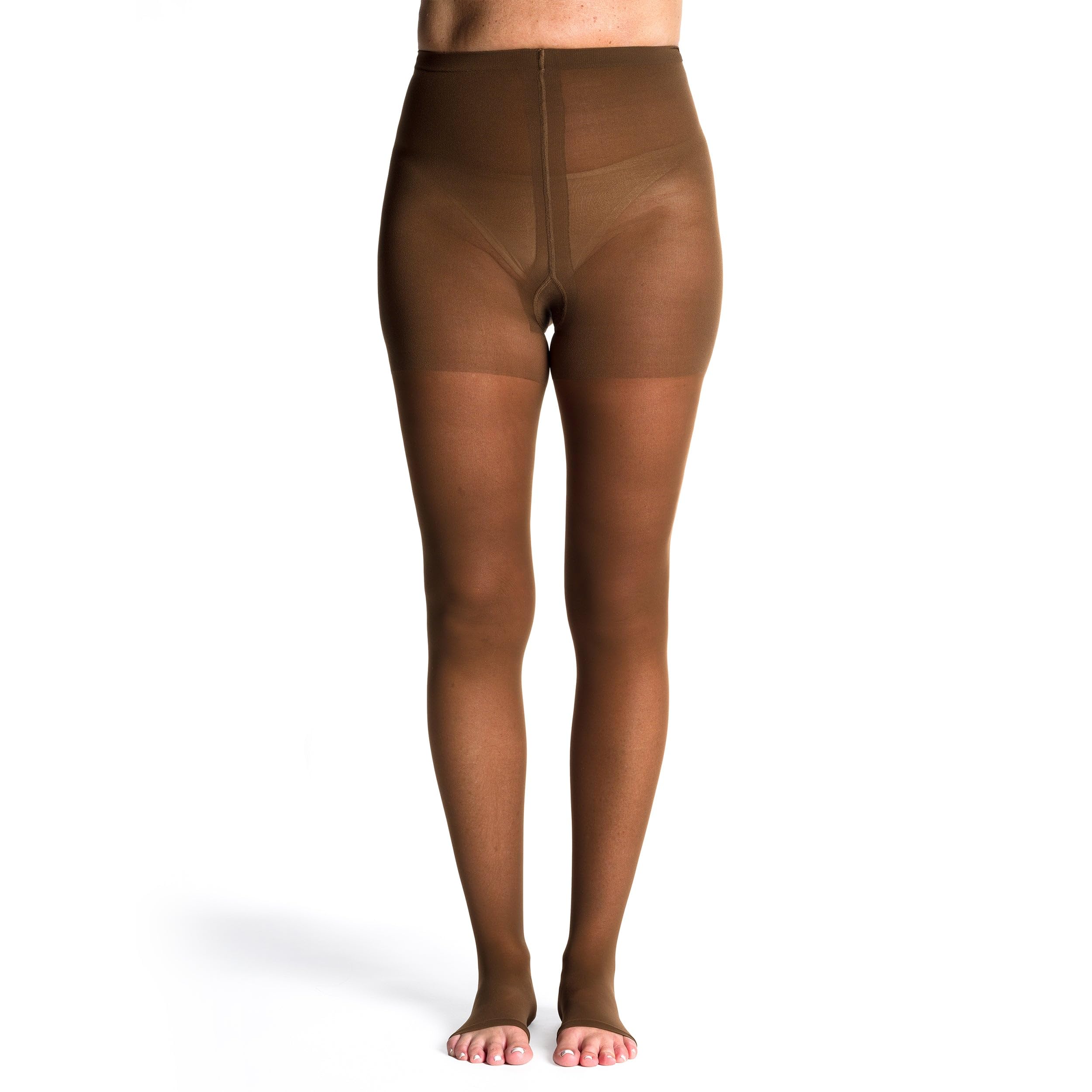 SIGVARIS Women’s Style Sheer 780 Open Toe Pantyhose 15-20mmHg - Mocha - Large Short