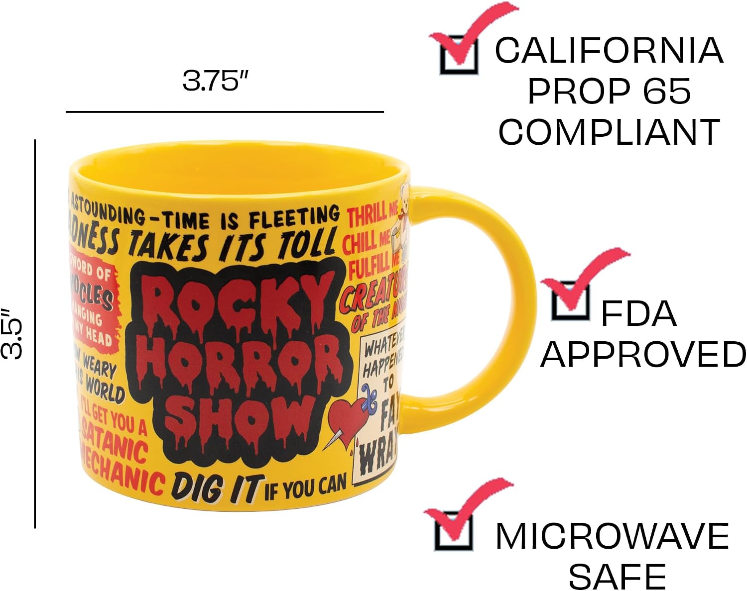 The Unemployed Philosophers Guild Rocky Horror Show Mug - Featuring Iconic Quotes from the Cult Classic, Comes in a Fun Gift Box, 14 oz