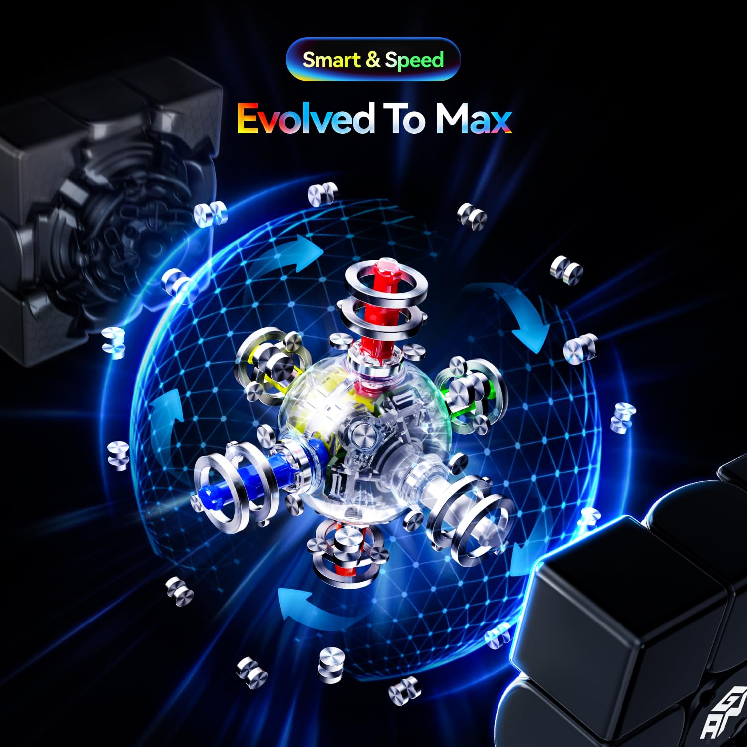 GAN 16 ui Maglex Max UV Zauberwürfel 3x3, Magnetisch Smart Speed Cube | Prifo Speedcube mit KI-Analyse & Personalisierter Modellierung, Geeignet für Kinder & Erwachsene, Geschenke, Weihnachten