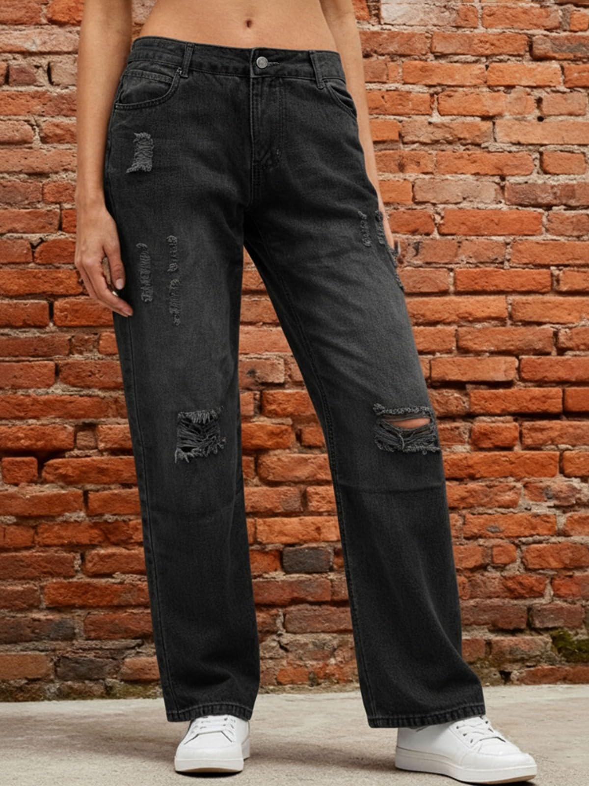 Jeans Damen Straight Low Waist, Jeanshose Baggy Boyfriend Damenjeans