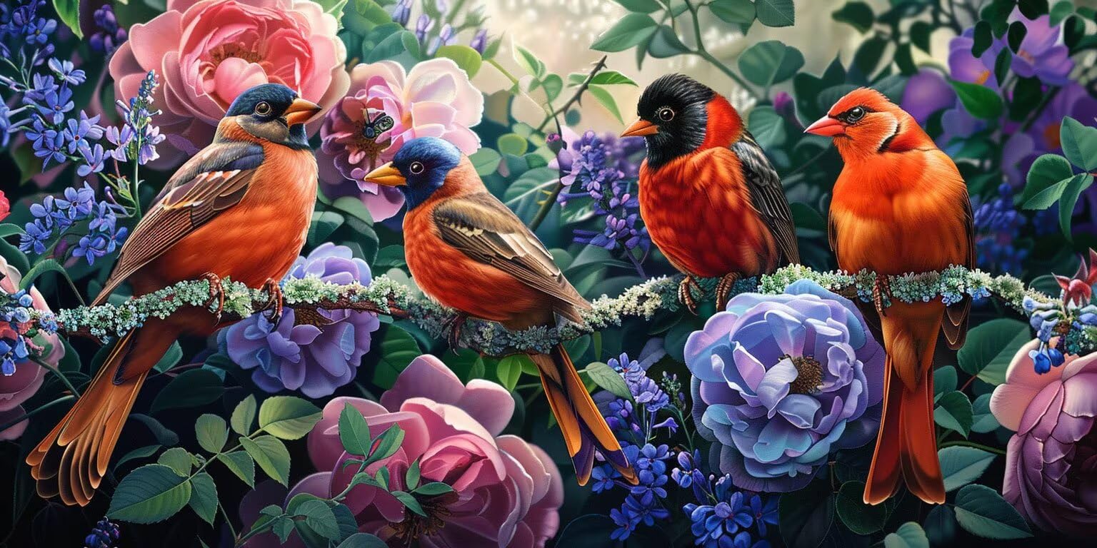 Pintar por Numeros Adultos, PáJaro De JardíN, 80x110cm 7JGWX-239