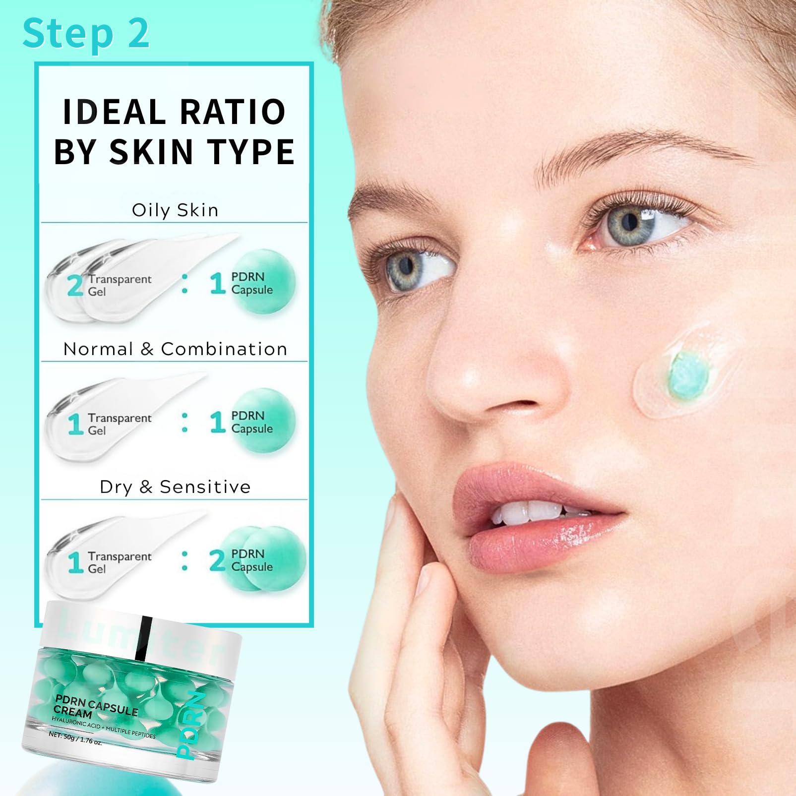 PDRN Serum + PDRN Capsule Cream Duo, PDRN Microneedling Serum for Face Glass Skin PDRN Rejuvenating Cream - Image 4
