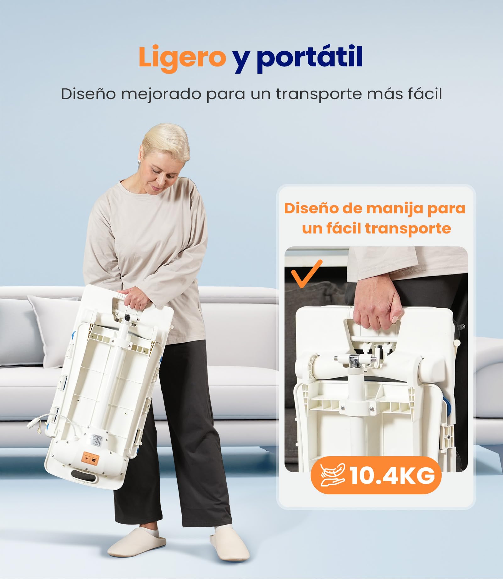 VOCIC AX07 Elevador de bañera eléctrico, Altura Ajustable 48 cm | Mayores baño movilidad reducida, ayuda bañera asiento elevador, asistencia entrada salida, motor impermeable IP68 136KG