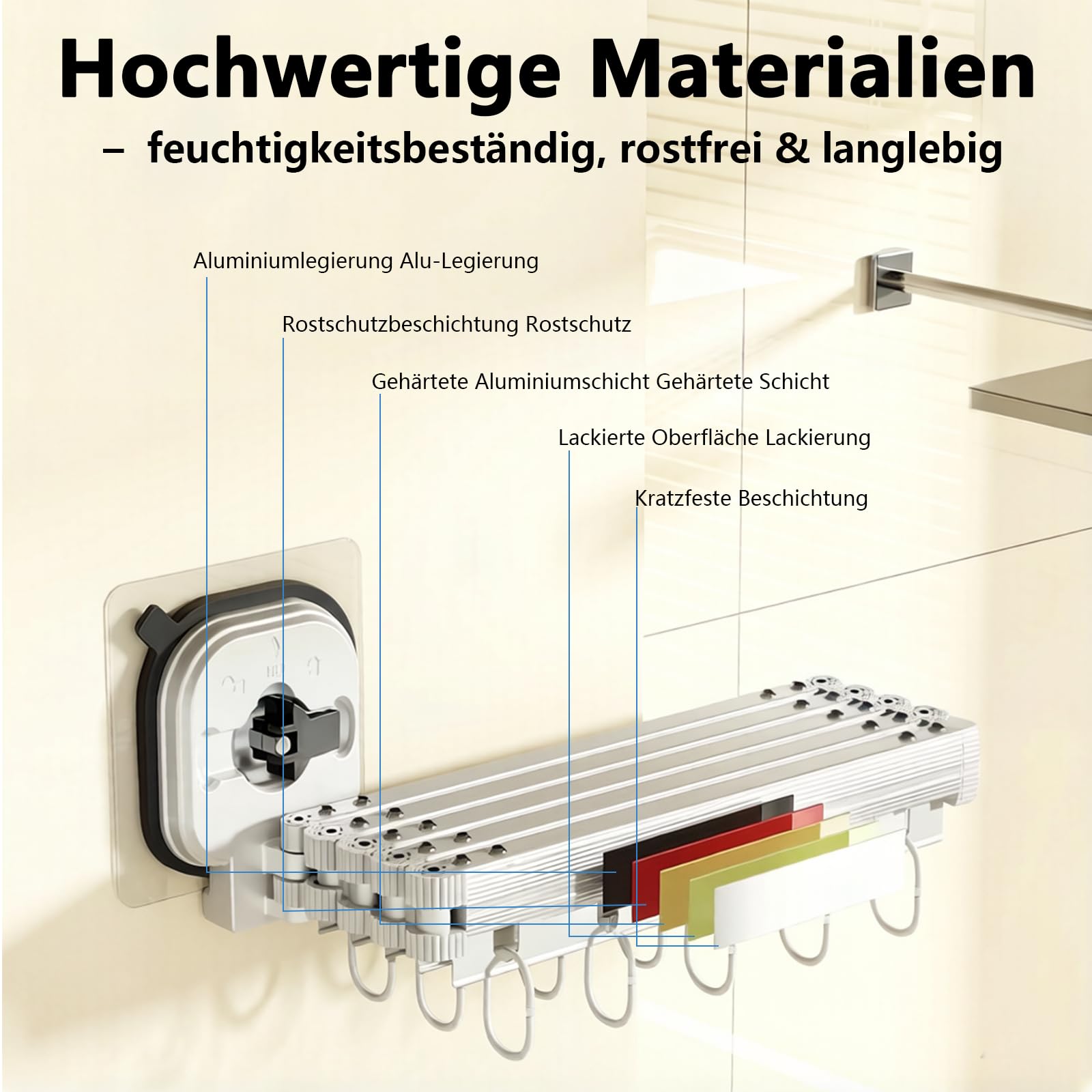 Klappbare Eckduschstange mit Saugnäpfen, kein Bohren erforderlich, platzsparende und strapazierfähige Lösung für das Badezimmer, inklusive weißem Duschvorhang (180 x 200 cm) und Gleit-Haken Weiß