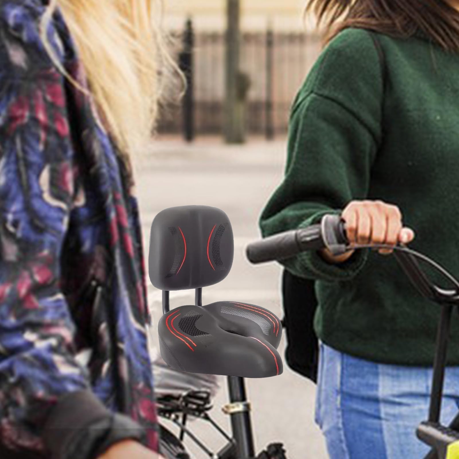 Seggiolino largo per bicicletta, con supporto posteriore, in memory foam, ammortizzante, per bici da strada, bici elettrica, esercizio fisico Teksome