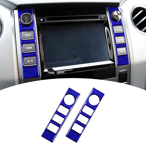 Miniatura 6 de Adhesivo de fibra de carbono compatible con Toyota Central Control Media Volume Button Panel Trim Interior Accesorios para Toyota Tundra 2014 2015