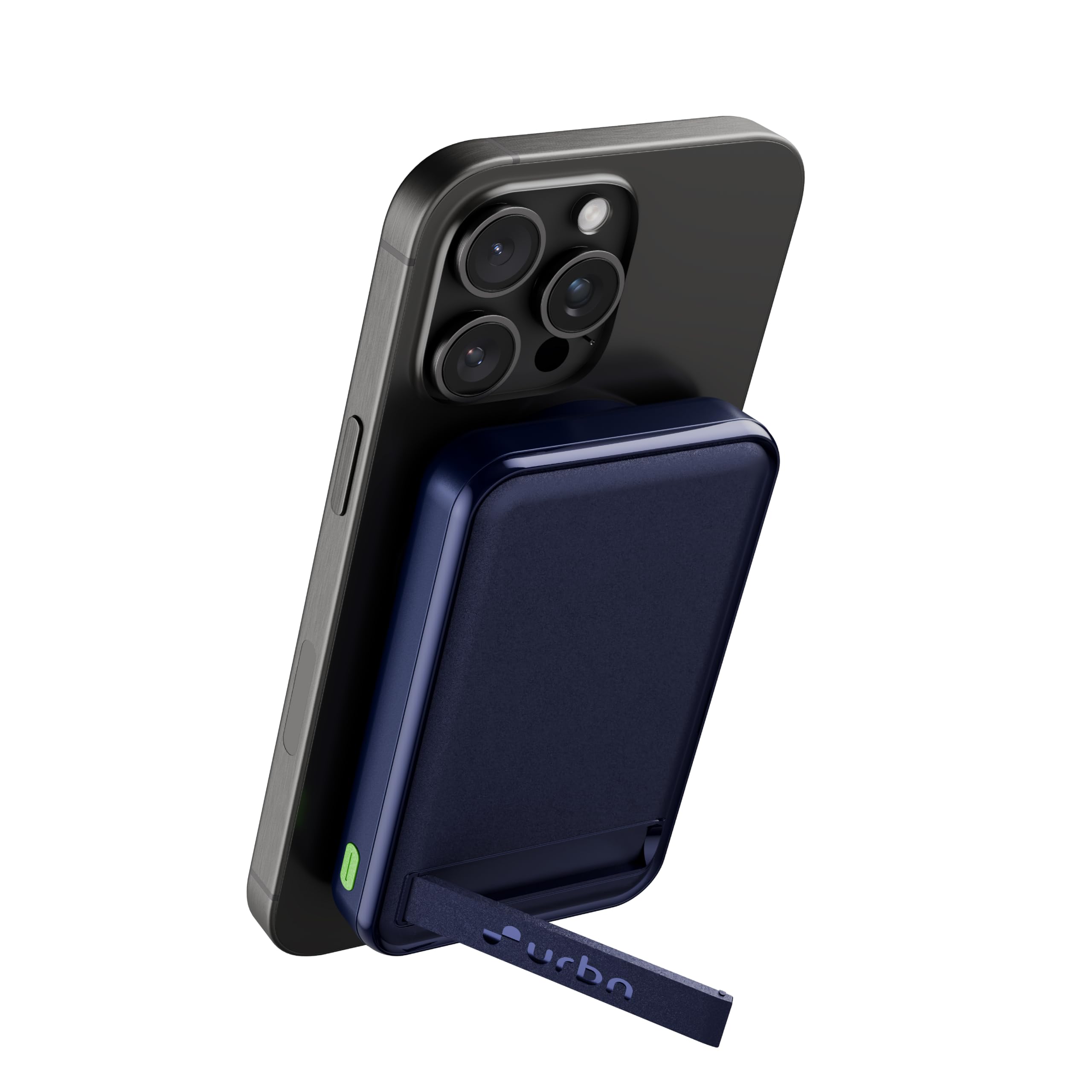 Urbn 10000 mAh Arc MagTag Power Bank with Side Stand | 15W Fast Wireless & 22.5 W Wired Charging | Type C Input/Output | Pass Through Charging | MagTag Ring Included (Blue)