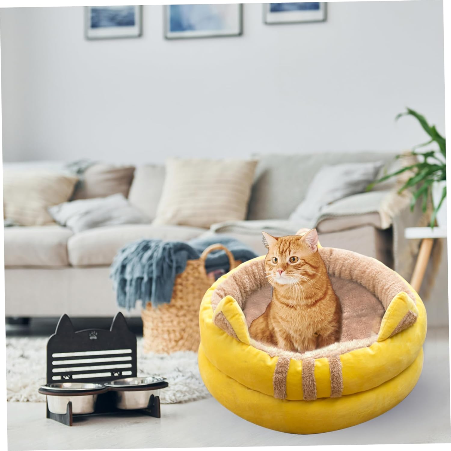 review Cat Beds for Indoor Cats Warm Cat Bed Cave with Detachable Plush Cushion Cute Soft Cat Winter Cat Nest with Non-Slip Bottom for Small Pets Snooze Sleeping StyleB Cat Houses Condos
