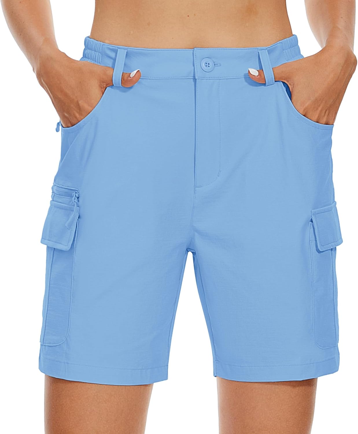 MAGCOMSEN Women's 7" Hiking Golf Shorts 6 Pockets Lightweight Quick Dry Outdoor Casual Cargo Shorts Water Resistant - Image 2