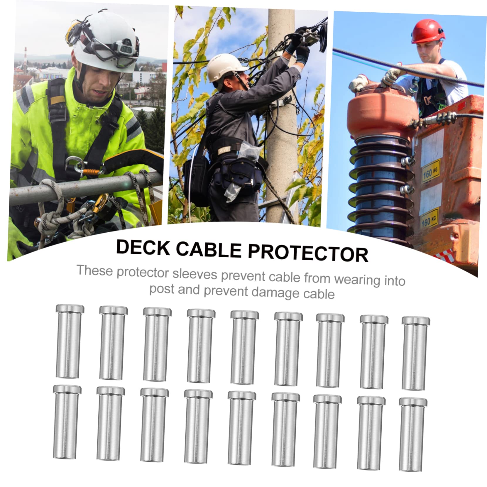 TEHAUX 50Pcs Stainless Steel Deck Cable Protector Sleeves Durable Wire Rope Protectors for Railing Kits Cable Protection for Decks and Outdoor Use