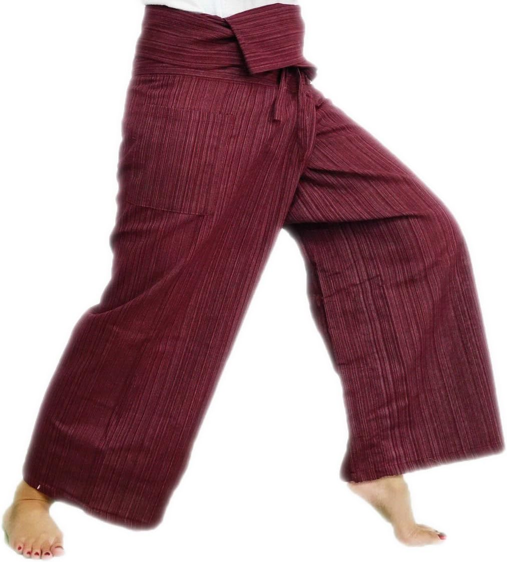 Striped Red Men Women Thai Fisherman Pants Cotton Style Loongcha Yoga Pants