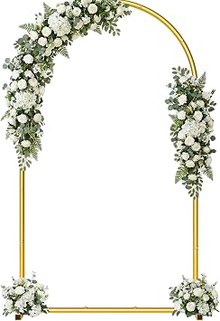 7.2FT Metal Wedding Arch Backdrop Stand,Stable Balloon Arch Frame,Gold
