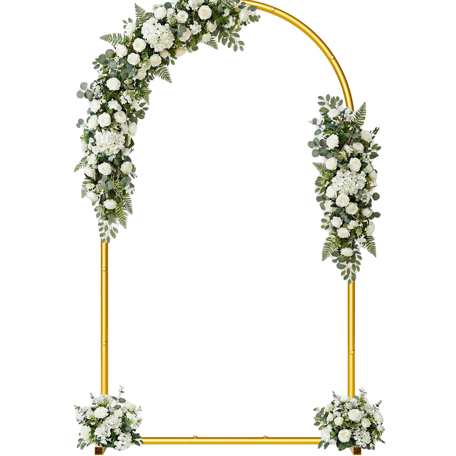 View 1 of [MISSING PARTS] 7.2FT Metal Wedding Arch Backdrop Stand,Stable Balloon Arch Frame,Gold
