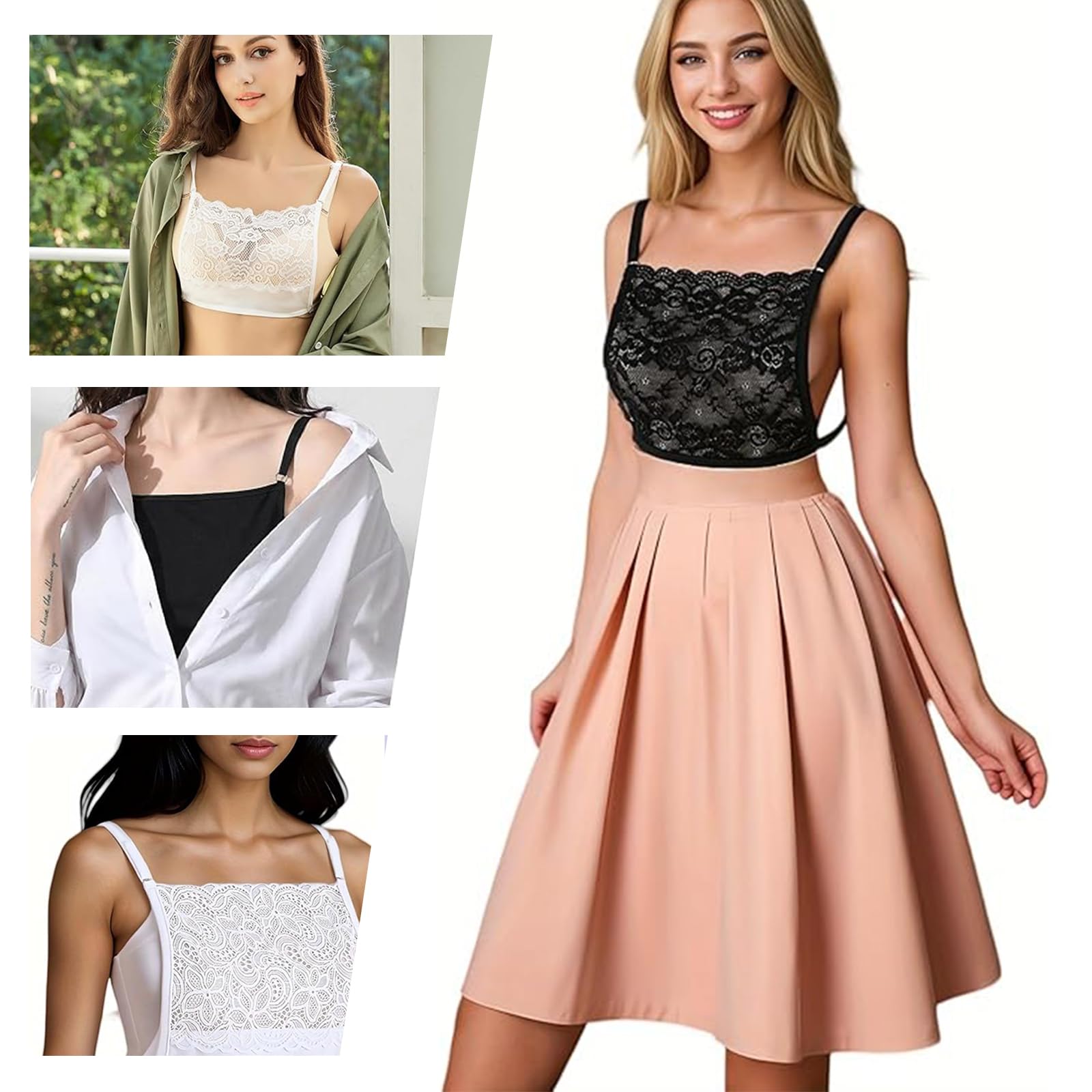 Camisole Débardeur Femme pour Décolleté Bas Caroco | en Dentelle Couverture Soutien-gorge Cache-décolleté