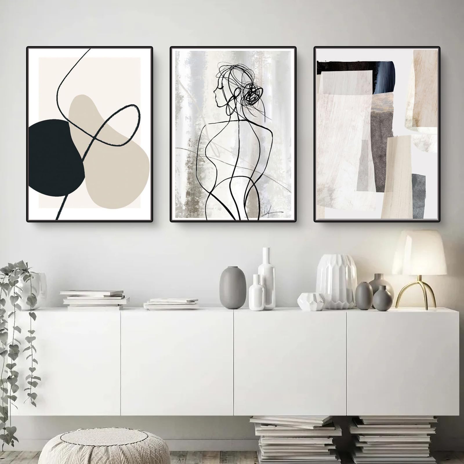 Herfair 3er Set Blumen Leinwandbilder - Boho Wanddekoration 40x50 Cm Für Wohnzimmer & Büro