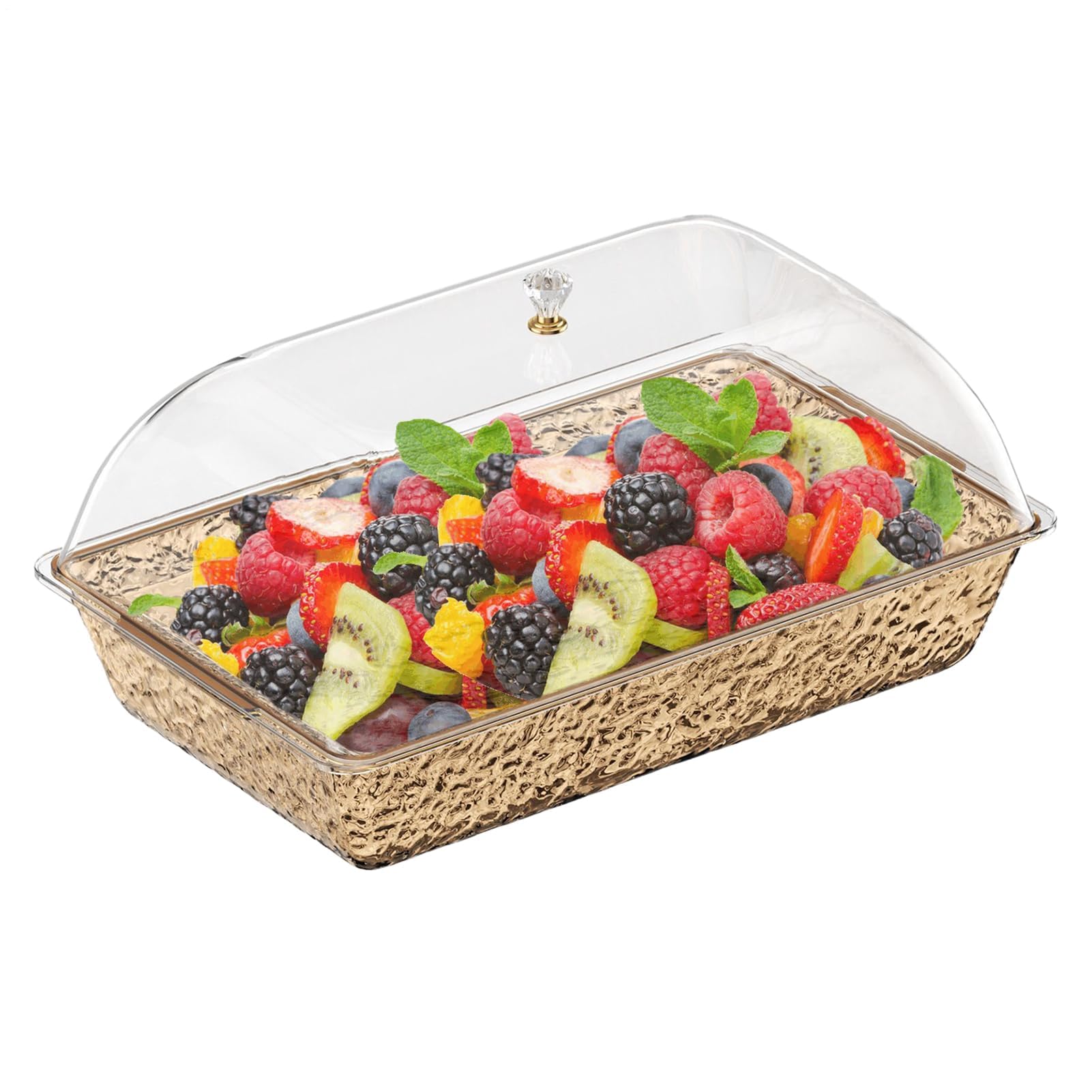 MRKU Bandejas para Servir Comida para Fiestas, Soporte para Platos de Buffet, 41,5 x 25 cm, Expositor de Alimentos con Tapa y Compartimento