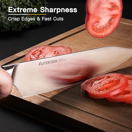 Miniatura 5 de Astercook Cuchillo de chef, cuchillo de cocina profesional de 8 pulgadas, mango de ABS, apto para lavavajillas, acero inoxidable alemán de alto